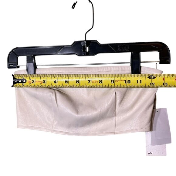 Good American Faux Leather Bandeau Top Womens Small (1) Bone Strapless GLBT070 - Picture 4 of 10